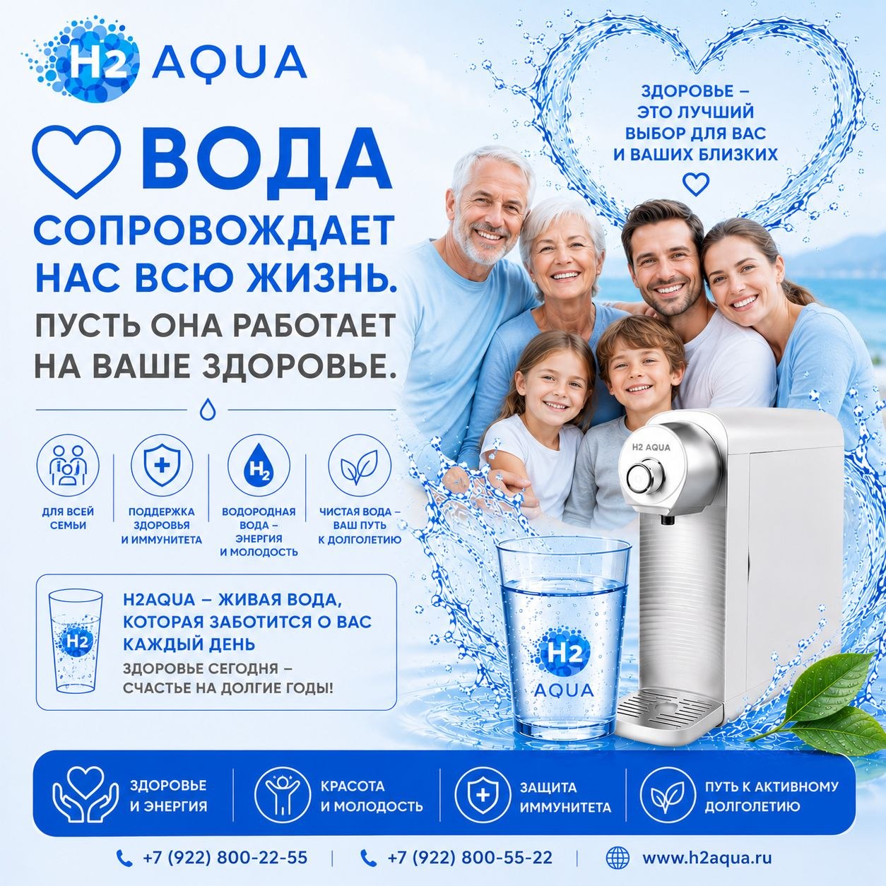 H2 AQUA — вы пьёте воду каждый день, сделайте каждый стакан полезнее